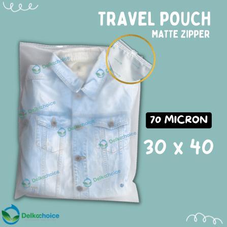 TRAVEL POUCH ORGANIZER MATTE - PLASTIK ZIPPER BAG 30x40
