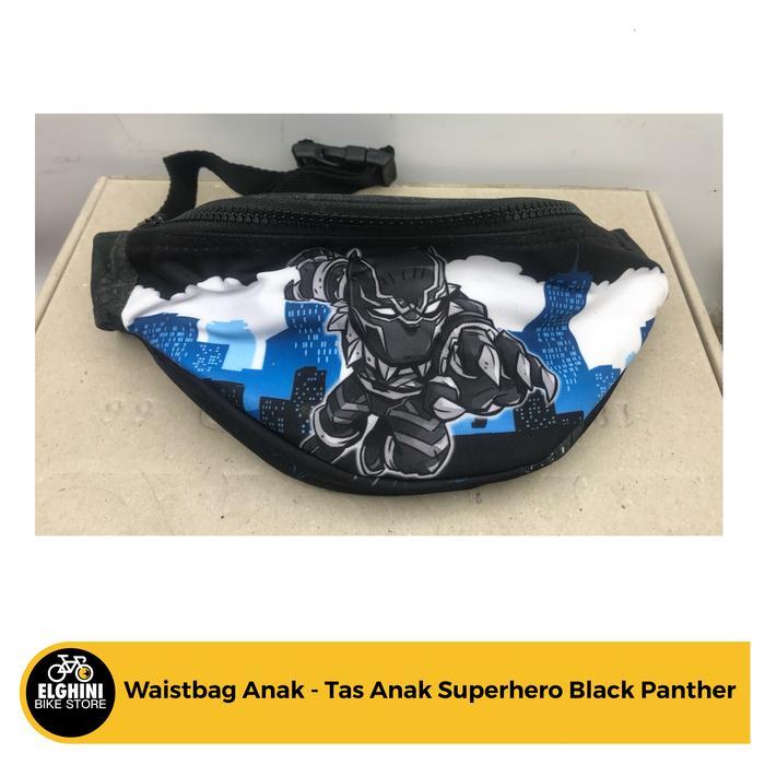 Whimsicaliler// Tas Pinggang Anak - Waistbag Anak Superhero Black Panther