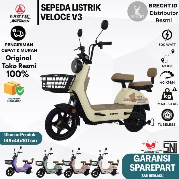 Sepeda Listrik Exotic Veloce V3 E Bike 500 Watt Exotic Pacific E Bike - Cream