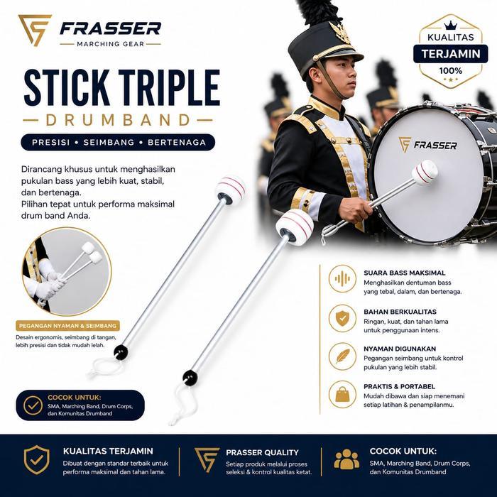 Stik Bass Drum Band Stick Tenor Triple Bellyra Marching Band BN01 STCDRMBD 02 - STICK TRIPLE