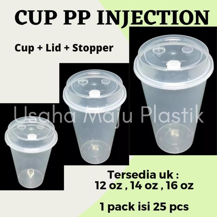 Cup PP Injection 12oz 14oz 16oz Gelas Plastik Boba (Cup Lid Stopper)