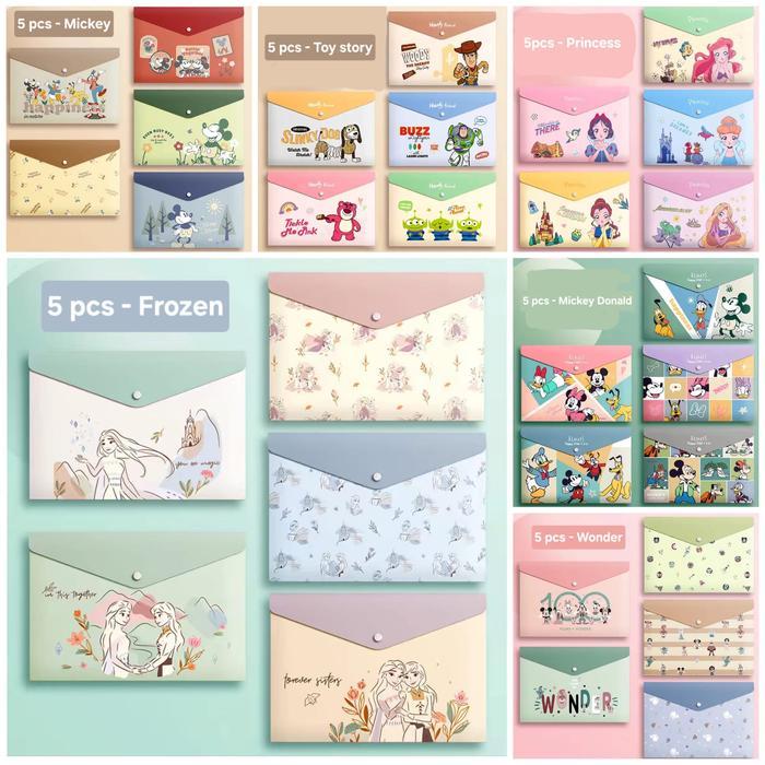 5pcs Map file Kartun folio Map dokumen Tempat penyimpanan file dokumen organizer Map file murah