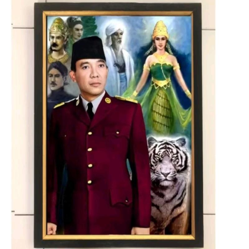 hiasan dinding lukisan cetak ir soekarno dan para legenda ukuran 5235