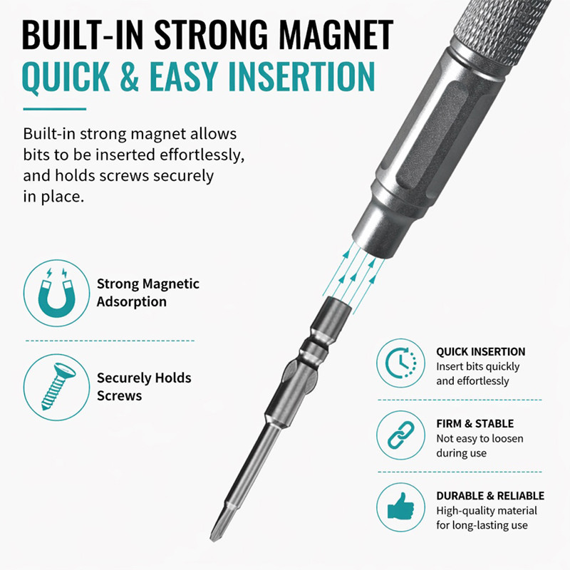 23-in-1 Magnetic Precision Screwdriver Kit Aluminum Alloy Ejector Storage Box Repair Tool for Phone