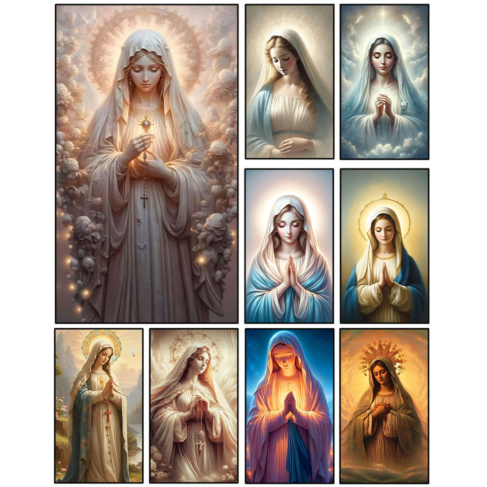 Diamond Painting DIY Virgin Mary Diamond Mosaic Kit Full Square Round Rhinestone Cross Stitch