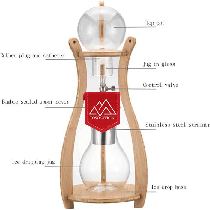Cold Brew Tower Ice Drip Coffee Cold Drip Ball Wood Stand 1500ml