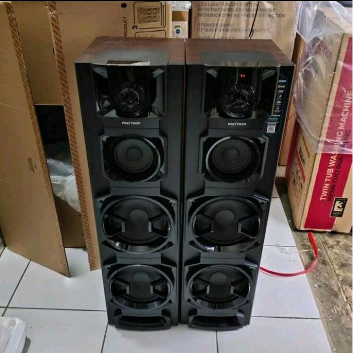 POLYTRON Speaker Aktif 4x4 Subwoofer Bass Profesional untuk Karaoke dan Musik Bluetooth