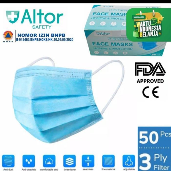 TERLARIS ALTOR Masker 3 ply isi 50 pcs Medis Masker Bedah 3 Ply isi 50pcs