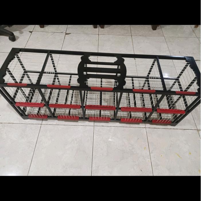 DONDANG JEMUR 10PINTU BAHAN KAYU JATI FIBER - hitam merah
