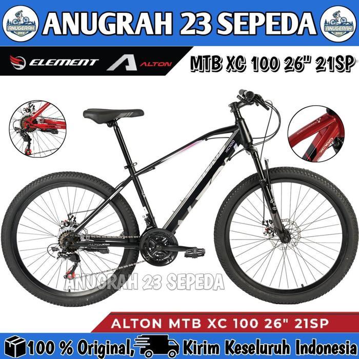 Sepeda Gunung Element MTB ALTON XC 100 21 Speed Ukuran 26 Inch - Black