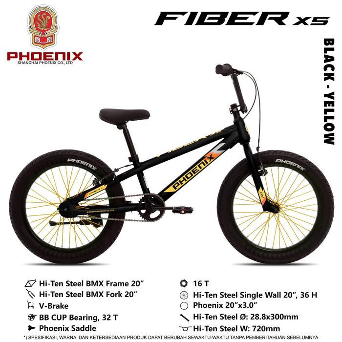 Sepeda 20 BMX Phoenix, New Phoenix, Coyote  Ban 2.5 dan 3.0 - Phoenix Fiber X5 BL/YL