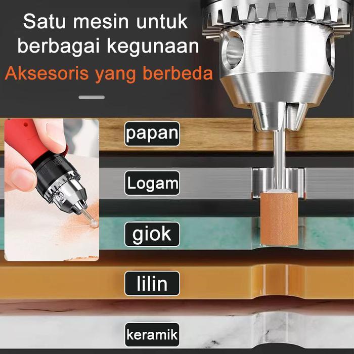 kencana REAlIM Bor Mini Set Lengkap 211PCs + Mata Bor Besi 1 Set - Mesin Gerinda & Ukir Multifungsi