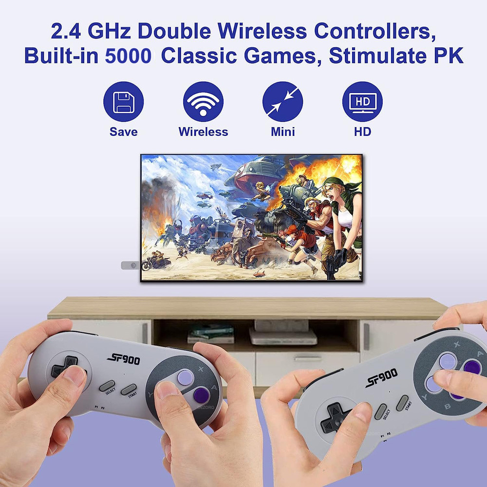 Retro Game Console SF900 Consola Built In 5000 Classic Games HD Output Wireless Controller Video Gam
