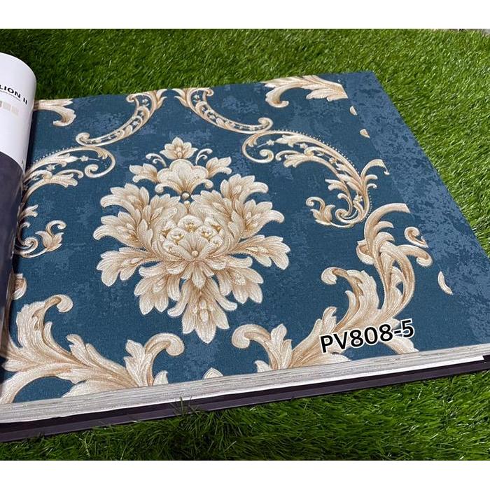 Wallpaper Dinding Klasik Hijau Tosca Gold Simple Mewah