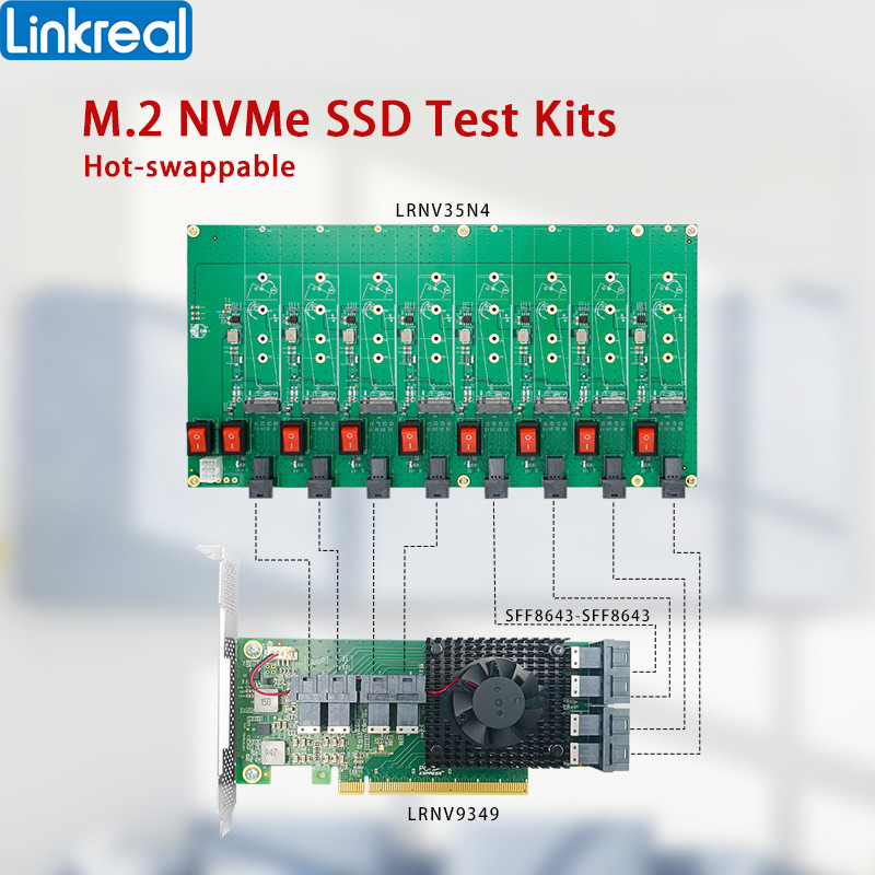 Linkreal M.2 SSD Testing Cards PCIe3.0 to 8 xM.2 NVMe SSD