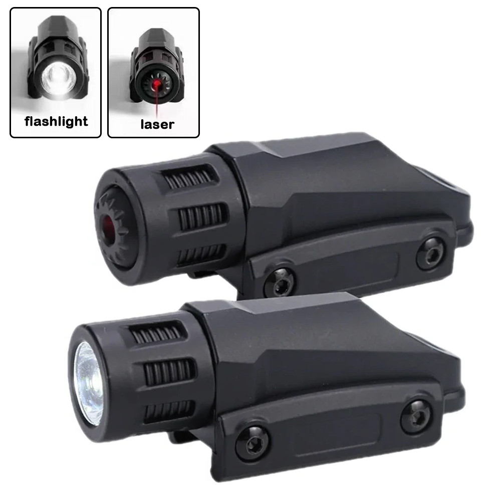 Compact Tactical Red Laser Flashlight Aiming Light Metal Live CS Toy Gun 20mm Guide Rails Glock