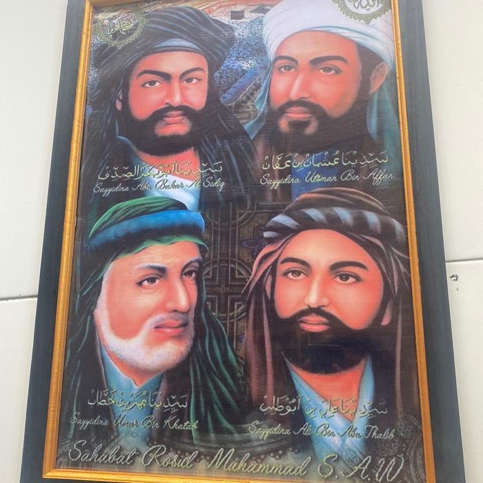 Hiasan Dinding poster cetak Sahabat nabi plus bingkai lukisan kaligrafi Siap Kirim
