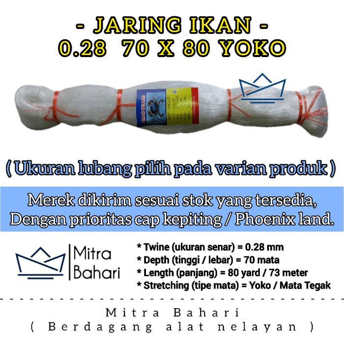 JARING IKAN 028 70X80 YOKO ( MATA TEGAK ) PUKAT 0.28 JARING SENAR 028 JARING IKAN COD JARING IKAN 5