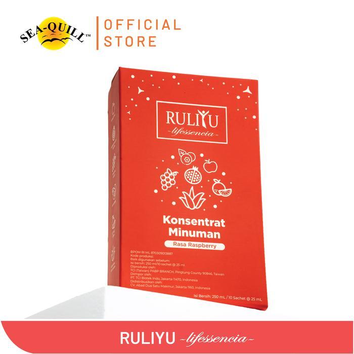 Ruliyu Konsentrat Minuman Kesehatan Rasa Raspberry Isi 10 Sachet Dengan Kolagen Ikan & Aloe Vera