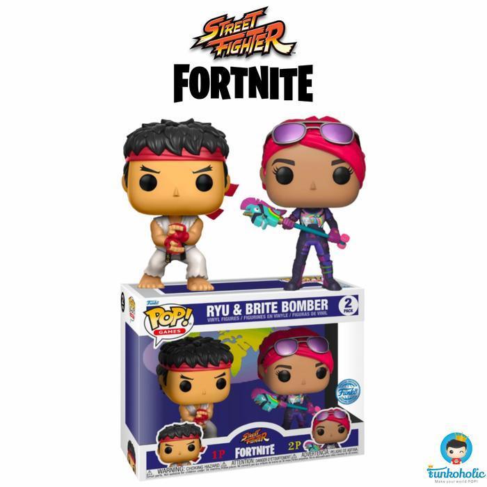 HOT SALE FUNKO POP GAMES STREET FIGHTER X FORTNITE - RYU & BRITE BOMBER 2-PACK TERMURAH