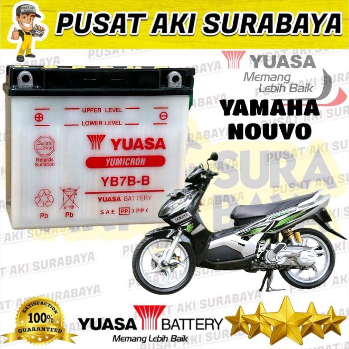TERMURAH TERLARIS TERBARU ACCU ORIGINAL YUASA YB7B B AKI ASLI YUASA YB7B-B 7AMPER MOTOR YAMAHA NOUVO