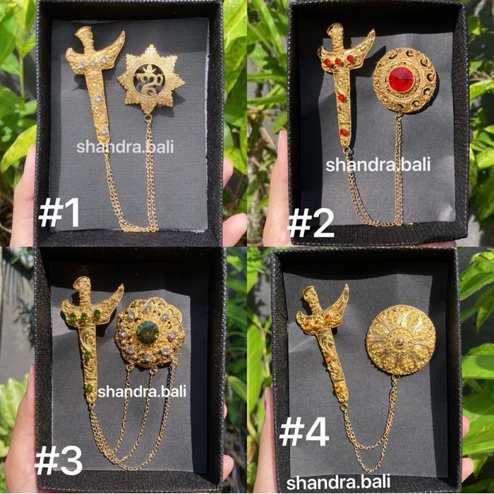 Shandra Bali - Aneka Bros / Pin Kancing Pria Alpaka Bali Keris Barong untuk Pria warna Gold dan