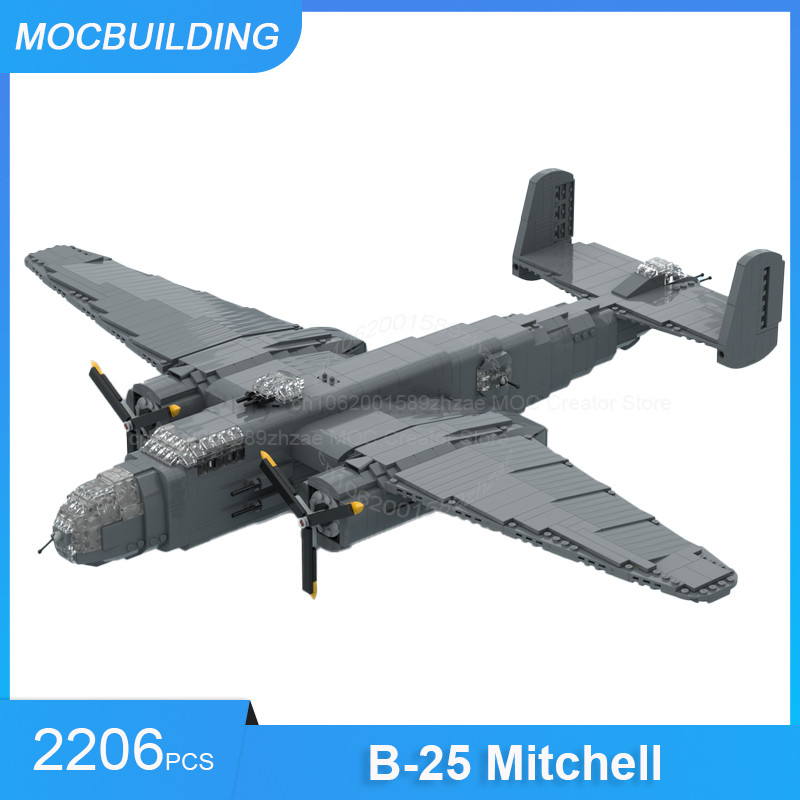 North American B-25 Mitchell Medium Bomber Model MOC Building Blocks DIY Assemble Bricks Military