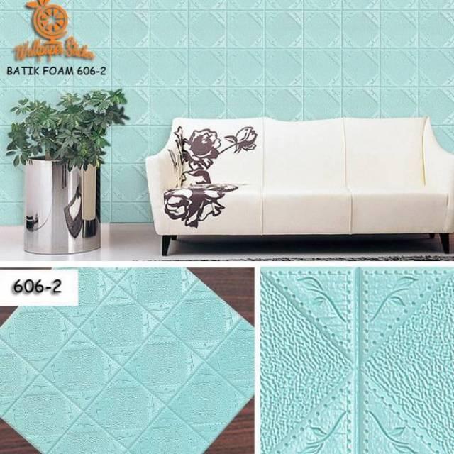 BATIK KUBIK Wallpaper Foam 3D Sticker Dinding Rumah Emboss Plafon Waterproof
