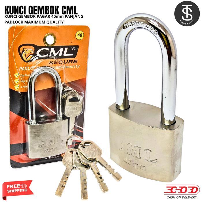 TERLARIS CML Kunci Gembok 40mm Leher Panjang / Kunci Gembok Baja CML Tahan Lama Tahan Karat / Gembok
