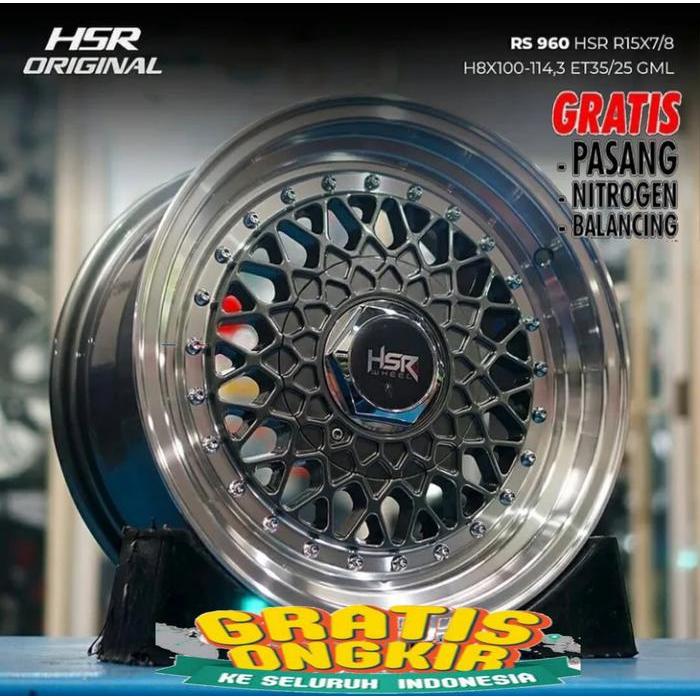 VELG CELONG RING 15 HSR RS PCD 4X100-114,3 BUKAN BBS MOBIL BRIO,XENIA