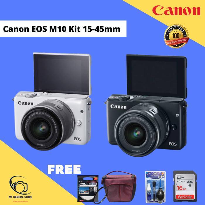 Kamera Canon Eos M10Kit Ef-M 15-45Mm Is Stm Paket Bonus Stok Terbatas Terbaru 