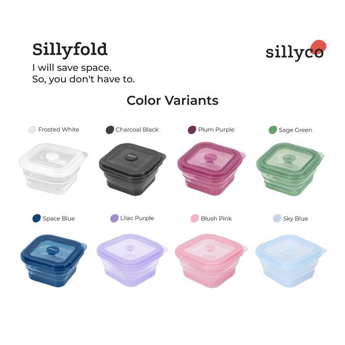 Lunch Box Set Sillyco - Sillyfold Square Full Set - Collapsible Silicone Lunch Box Foldable