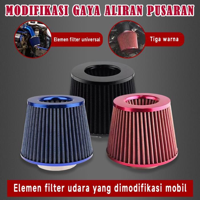 Promo Filter Karbu Racing Universal 3 Inch 76Mm Open Air Filter Motor Open Filter Udara Mobil