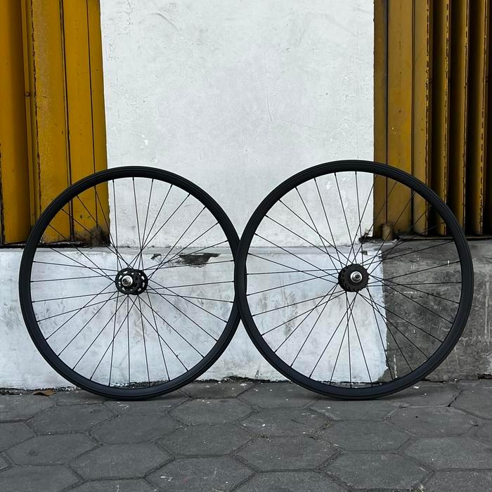 WHEELSET FIXIE DOLTRAP VUELTA HITAM 3CM ORIGINAL FIXED GEAR RODA 700C ALLOY DOUBLE WALL INCLUDE COG