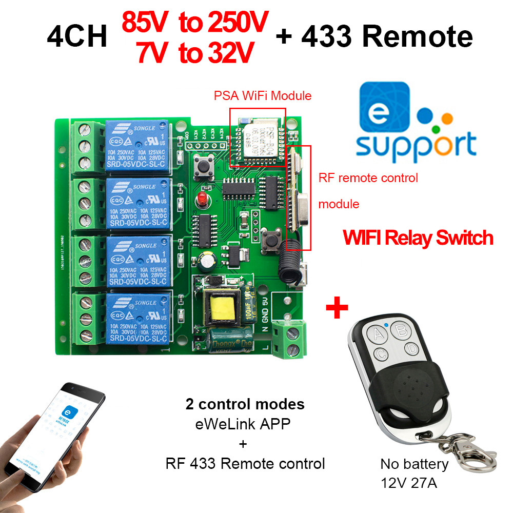 Rele WIFI Relay 12v Switch 1CH 4CH 12 V Remote Control Switch Module