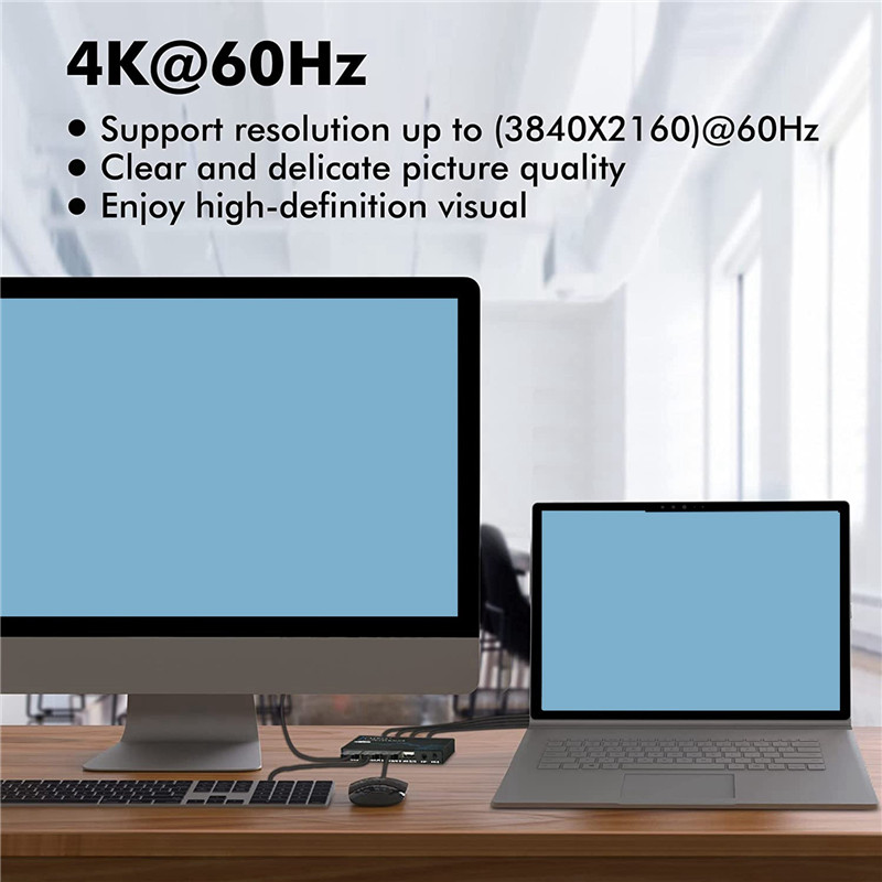 SB-2X DISPLAYPORT KVM SWITCH, 4K@60HZ DP USB SWITCHER FOR 2 COMPUTER SHARE KEYBOARD MOUSE PRINTER