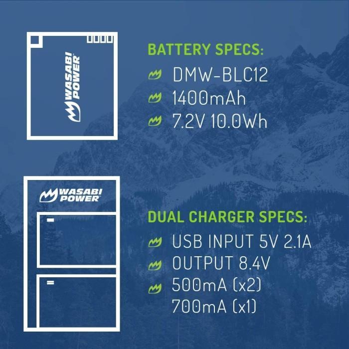 Jeyiistore- Wasabi Power Battery & Charger For Panasonic Dmw-Blc12 Dmw-Blc12E Dmw Blc12E Blc12 Lumix