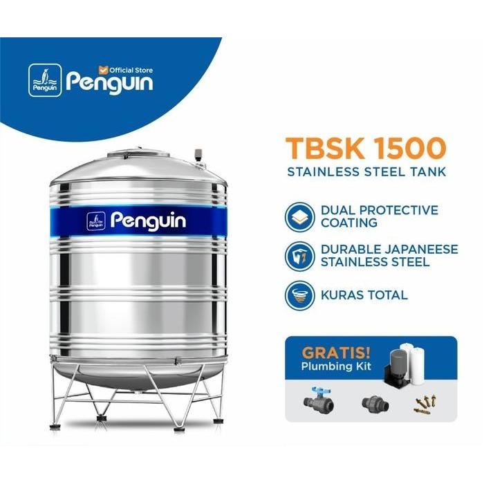 Tangki Air Penguin Stainless TBSK-1500 Toren Air, Tandon Air