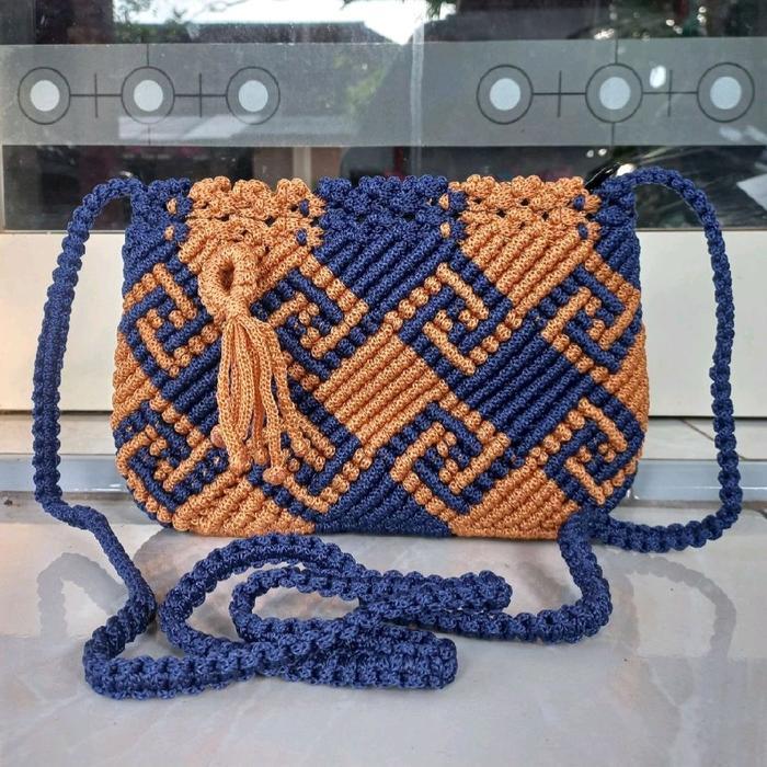 Diskon Tas Rajut Tali Kur Motif Toraja Model Terbaru Kekinian Selempang Wanita Tas Wanita Rajut