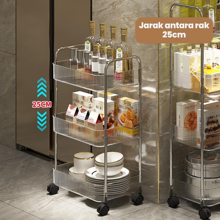 Promo Dejavu Rak Troli Susun Rak Susun Serbaguna Roda 2 Susun/3 Susun/4 Susun Rak Dapur Besi Rak
