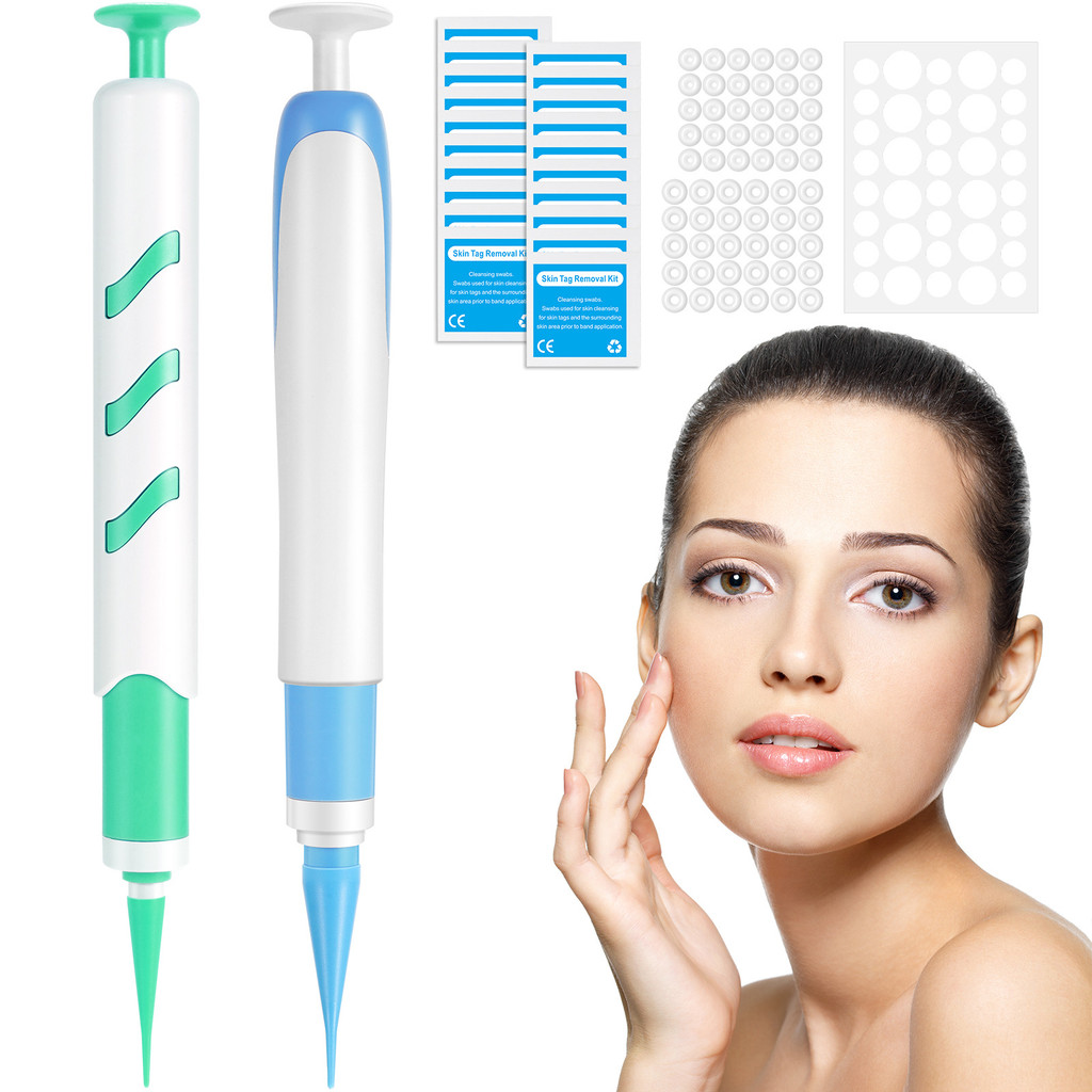 2IN1 Auto Skin Tag Removal Tool Kit Painless Skin Label Mole Ae rt Removal Pen with leansing Sbs