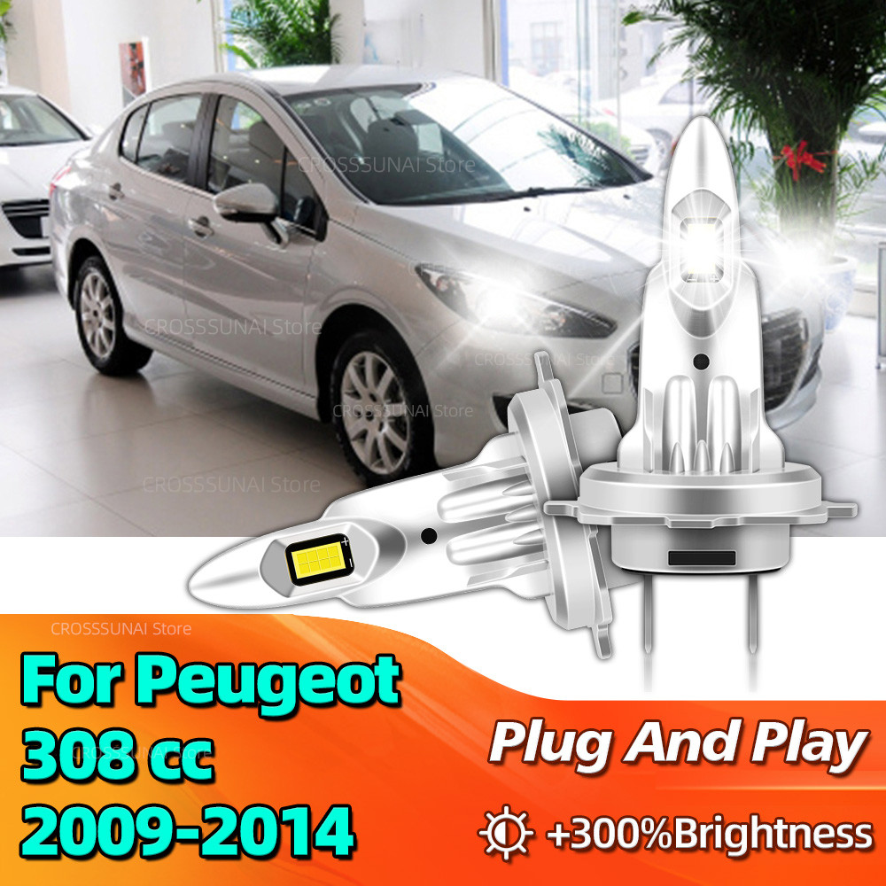2pcs 180W H7 LED CANBUS Light Mini Head Lamp 1:1 Size Wireless CSP Headlight For Peugeot 308 cc 2009