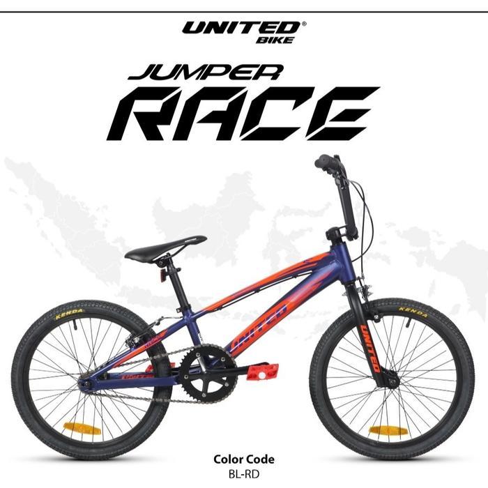Sepeda Anak Laki Laki Bmx 20 United Jumper Race Frame Alloy Terbaru - blue red