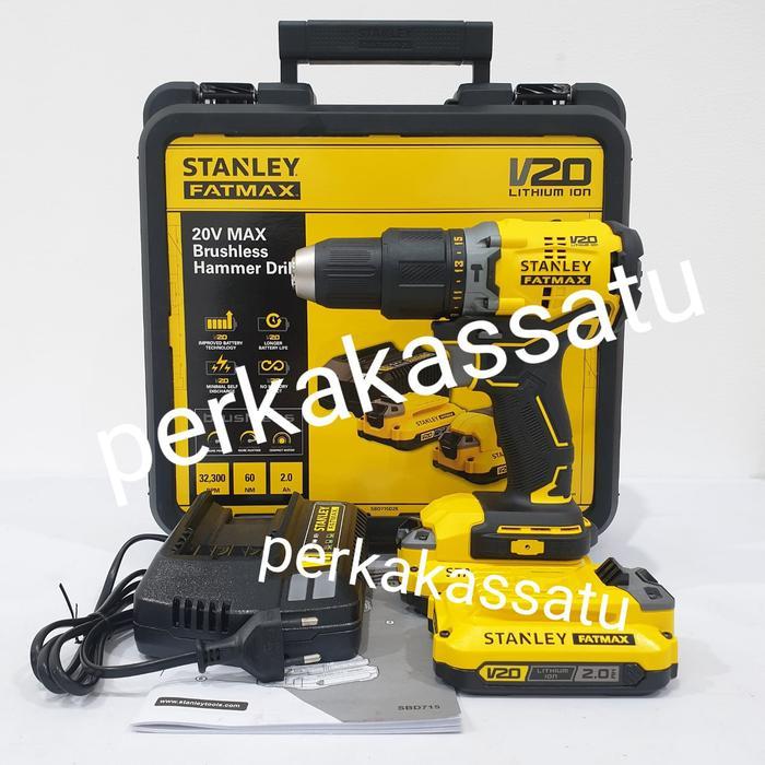 MESIN BOR BRUSHLESS HAMMER DRILL STANLEY FATMAX SBD715 20V 2.0 AH