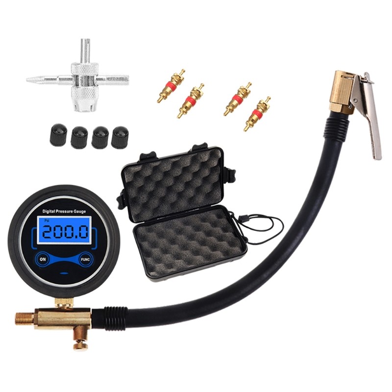 Digital Car Truck Air Tire Inflator Digital Pressure Gauge with Air Chuck & Hose Tire Pressure Gauge