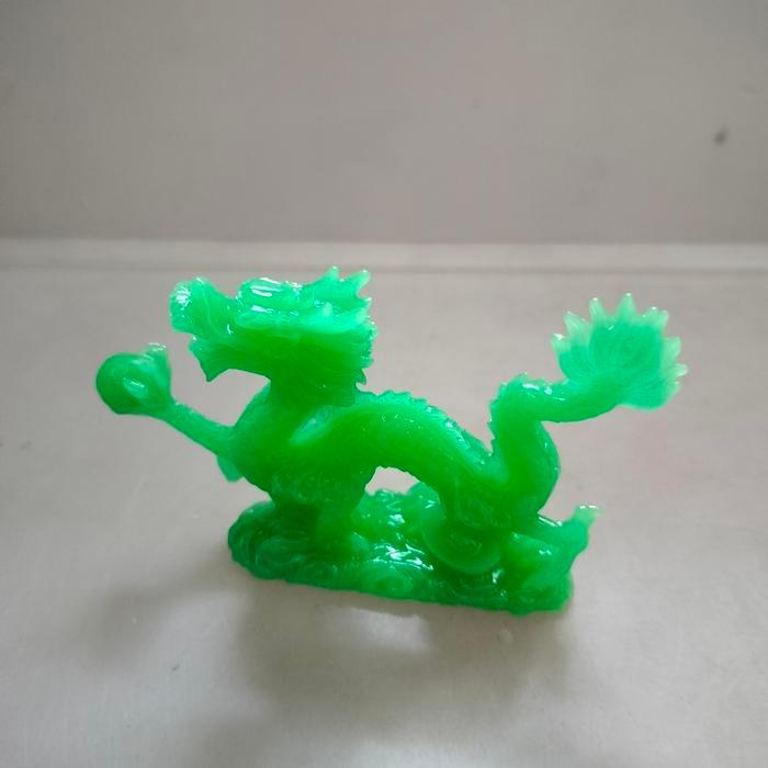 ] patung naga mutiara feng shui giok green dragon small size