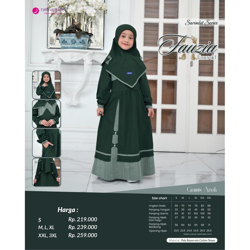 Baju Keluarga Muslim Sarimbit Fauzia Emerald Rauna Pride - Wanita, Gamis