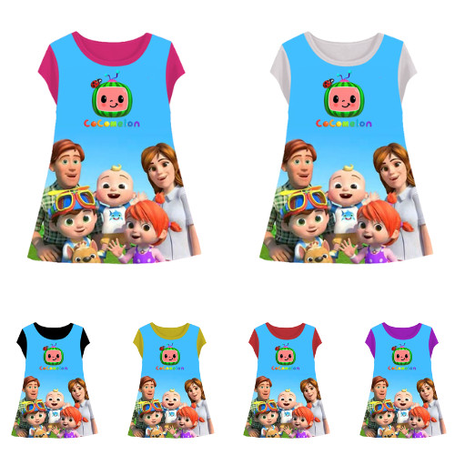 Baju Dress Anak Cocomelon 3D Model 2 Tunik Beragam Warna Untuk Perempuan Usia 1-12 Tahun - Saga Spor