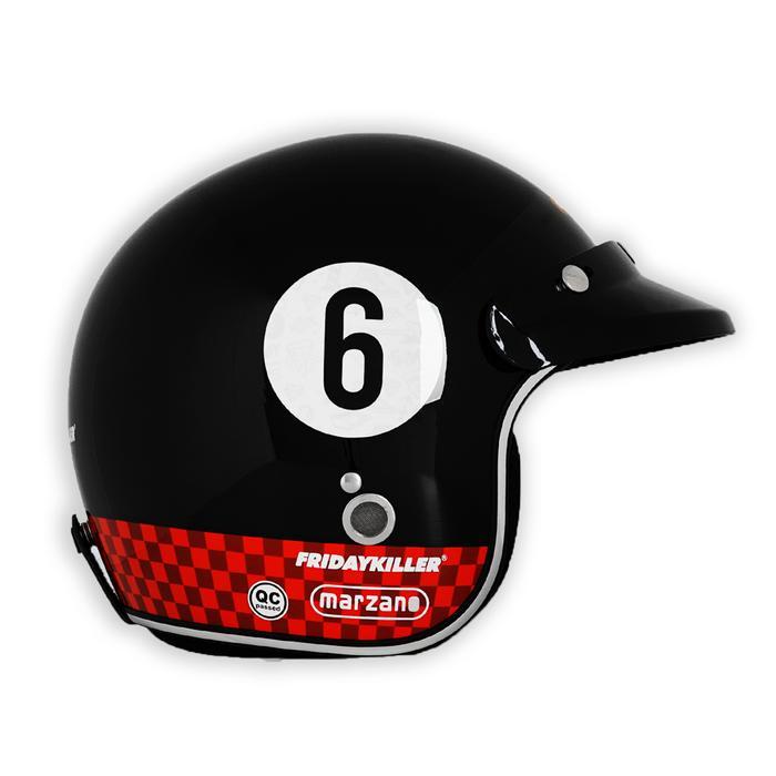 Helm Retro Marzano X Friday Killer - 666 RACING - V2 BLACK RED