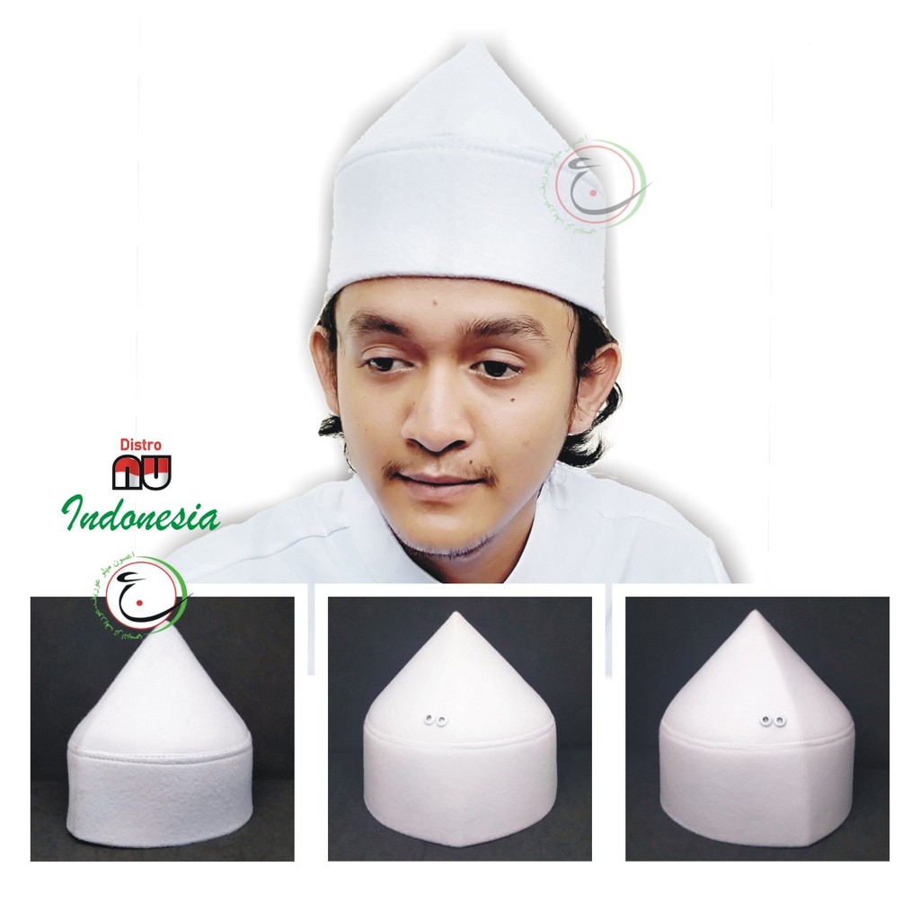 Peci Sufi Putih Full Cerah Kerucut Tinggi Runcing
